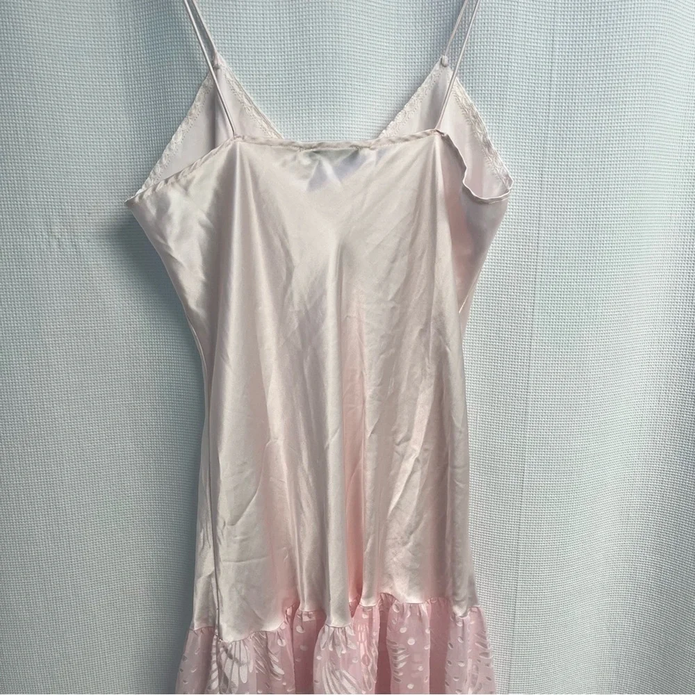 Vtg Amaretta Pink Satin Chiffon Babydoll Slip Balletcore Romantic‎ nightgown